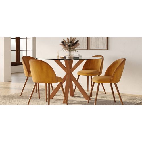 Table À Manger Ronde - 120cm - Verre - Ebra Naturel