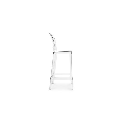 Tabouret De Bar Avec Dossier Victoire - 75cm - Design Transparent Blanc