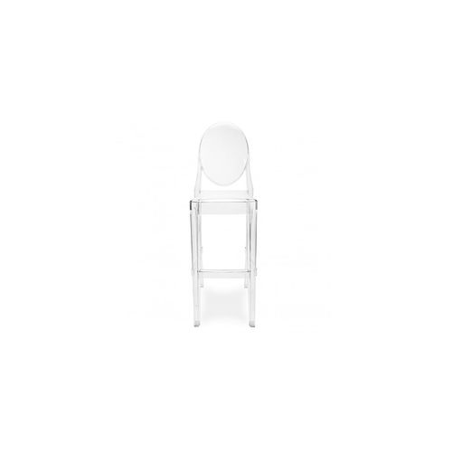 Tabouret De Bar Avec Dossier Victoire - 75cm - Design Transparent Blanc