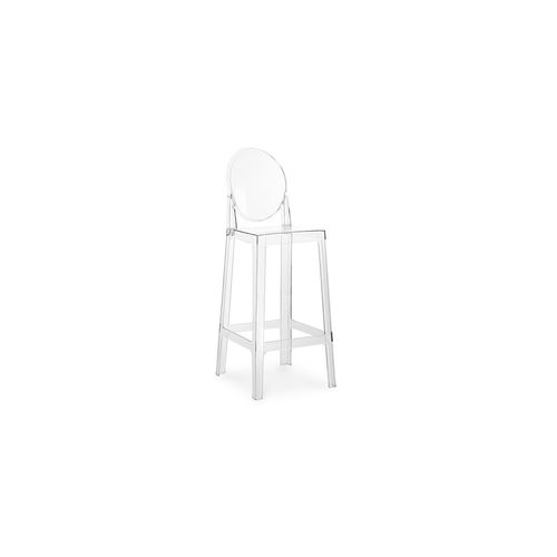 Tabouret De Bar Avec Dossier Victoire - 75cm - Design Transparent Blanc