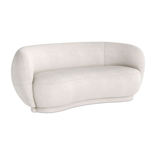 Canapé Incurvé En Bouclette Fausse Fourrure Tapissée - Boucles Blanches - 3 Places - Onda Blanc