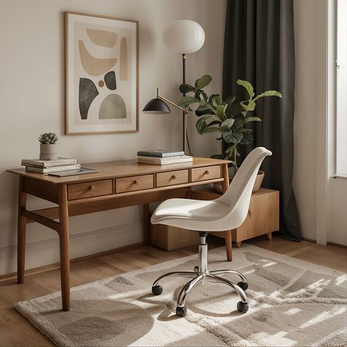 Chaise De Bureau à Roulettes Tapissée - Tulipe Gris Clair