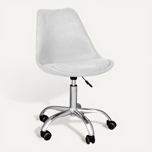Chaise De Bureau à Roulettes Tapissée - Tulipe Gris Clair