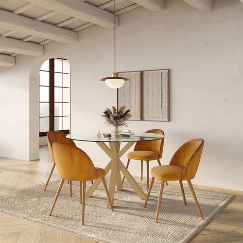 Chaise De Salle À Manger - Tapissée De Velours - Scandinave - Bennett Crème