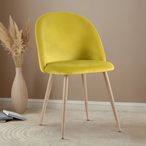 Chaise De Salle À Manger - Tapissée De Velours - Scandinave - Bennett Crème