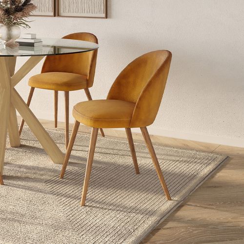 Chaise De Salle À Manger - Tapissée De Velours - Scandinave - Bennett Crème