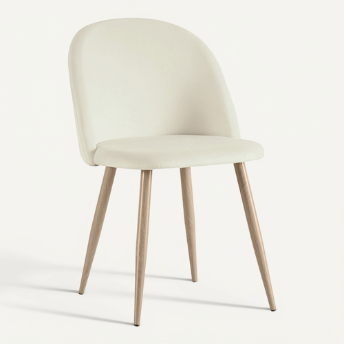 Chaise De Salle À Manger - Tapissée De Velours - Scandinave - Bennett Crème