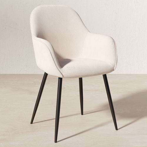 Chaise De Salle à Manger Rembourrée En Velours - Saza Beige
