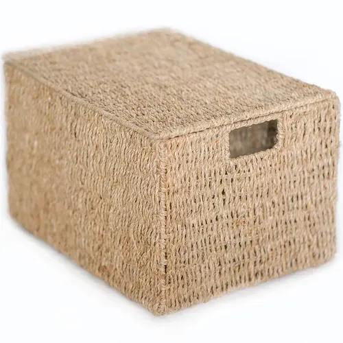 Panier En Fibre Naturelle Avec Couvercle - 40x30cm - Greey Naturel