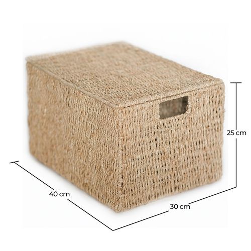 Panier En Fibre Naturelle Avec Couvercle - 40x30cm - Greey Naturel