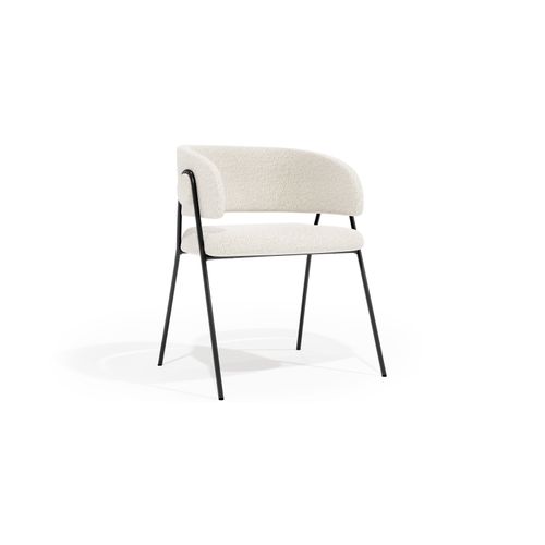 Chaise De Salle À Manger - Tapissée En Tissu Bouclé - Manar Ivoire