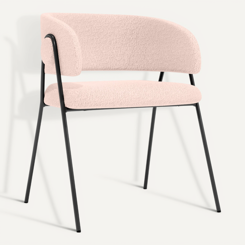 Chaise De Salle À Manger - Tapissée En Tissu Bouclé - Manar Ivoire