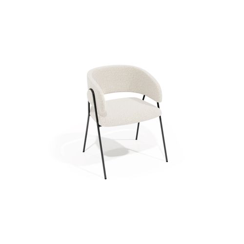 Chaise De Salle À Manger - Tapissée En Tissu Bouclé - Manar Ivoire