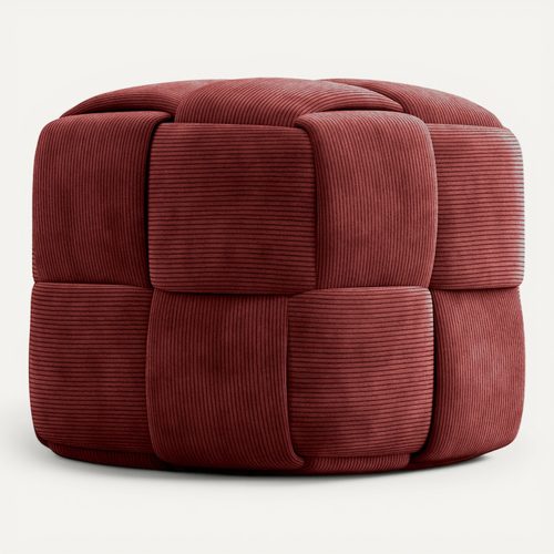 Pouf Carré Tapissé En Velours Côtelé - Design Moderne - Dice Vin