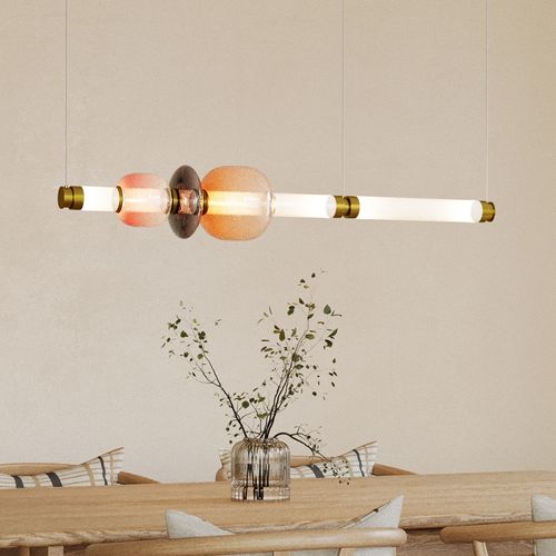 Lampe Suspendue En Cristal - LED - Banton 100 Cm Rose