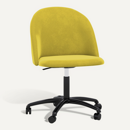 Chaise De Bureau Rembourrée - Velours - Bennett Jaune