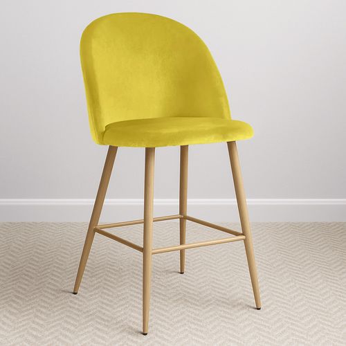 Tabouret Tapissé En Velours - Design Scandinave - 66cm - Bennett Vert Foncé