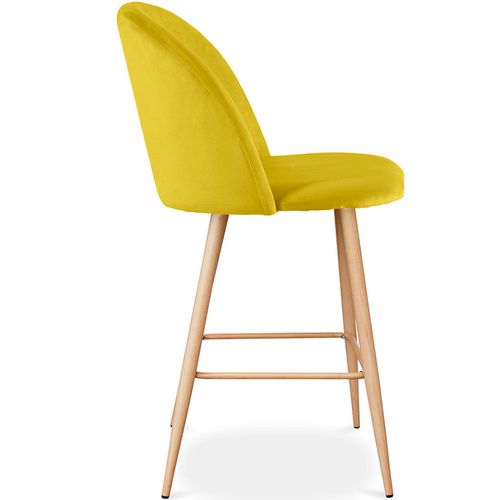Tabouret Tapissé En Velours - Design Scandinave - 66cm - Bennett Vert Foncé