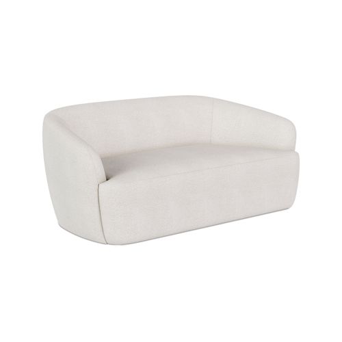 Canapé Courbe 2 Places En Tissu Bouclé - Curva Blanc