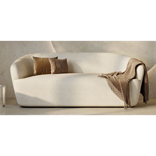 Canapé Courbe 2 Places En Tissu Bouclé - Curva Blanc