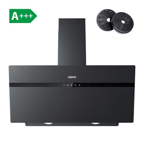 Hotte De Cuisine En Verre Dépoli 90cm Avec Angle Anti-traces De Doigts A+++ Wifi Cbcg9736h-g