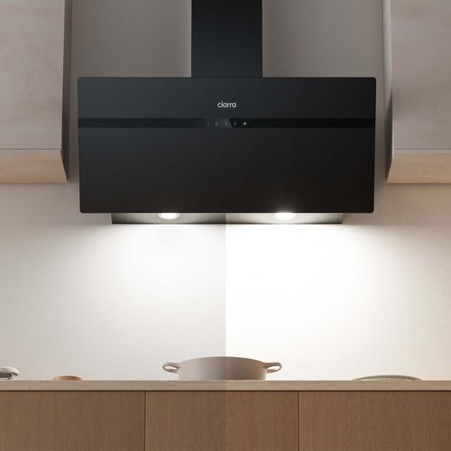 Hotte De Cuisine En Verre Dépoli 90cm Avec Angle Anti-traces De Doigts A+++ Wifi Cbcg9736h-g