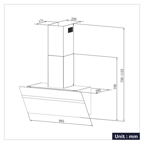 Hotte De Cuisine En Verre Dépoli 90cm Avec Angle Anti-traces De Doigts A+++ Wifi Cbcg9736h-g