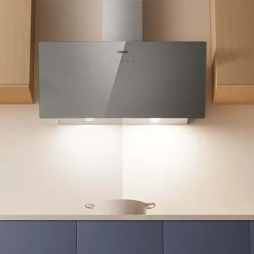 CBCS9736H-S Hotte Decorative 90cm en verre Argenté brossé avec Commande Tactile Wifi A+++