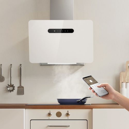 Hotte Inclinée 60cm Cbcw6736k-ow Contrôle Wifi+app Classe A+++ Blanc