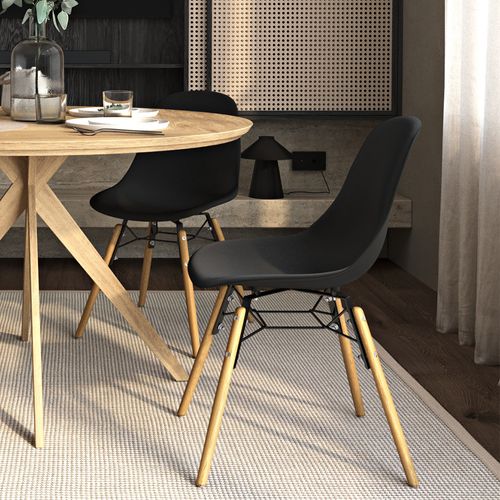 Chaise De Salle À Manger - Design Scandinave - Pieds En Bois - Lot De 4 - Lumi Bleu