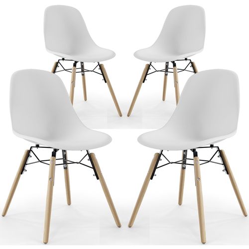Chaise De Salle À Manger - Design Scandinave - Pieds En Bois - Lot De 4 - Lumi Bleu