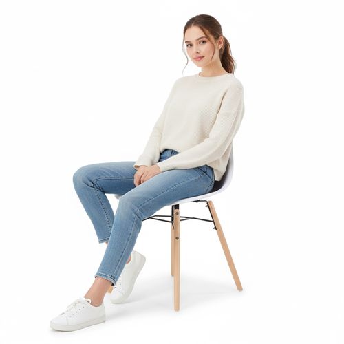 Chaise De Salle À Manger - Design Scandinave - Pieds En Bois - Lot De 4 - Lumi Bleu