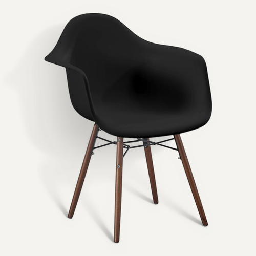 Chaise De Salle à Manger - Design Scandinave - Pieds En Bois Foncé - Skandiva Noir