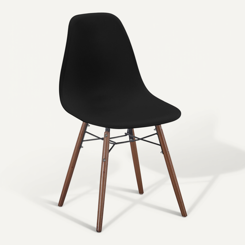 Chaise De Salle à Manger - Design Scandinave - Pieds En Bois Foncé - Lumi Noir
