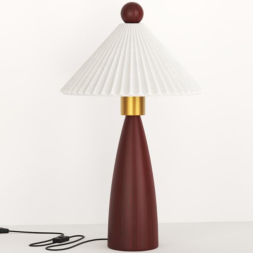 Lampe De Table Bohème Pacific Lifestyle Sorbus – Base Bois Naturel, Abat-jour Blanc, 36cm, Neuve