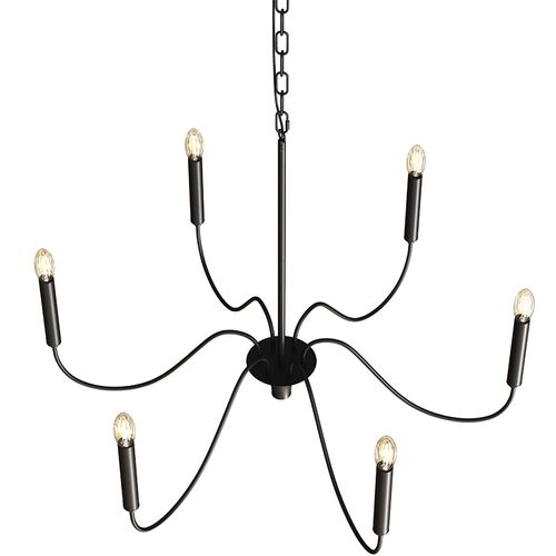 Suspension Métallique Chandelier Noir Mat – 6 Bras - Lumora Noir