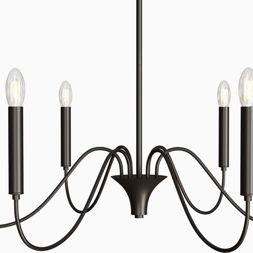Suspension Métallique Chandelier Noir Mat – 6 Bras - Lumora Noir