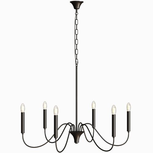 Suspension Métallique Chandelier Noir Mat – 6 Bras - Lumora Noir