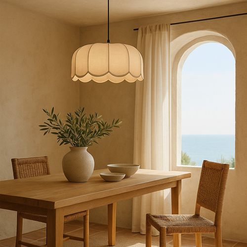 Suspension Lampe Beige En Lin – Naturel Et Intemporel – Drýma Beige