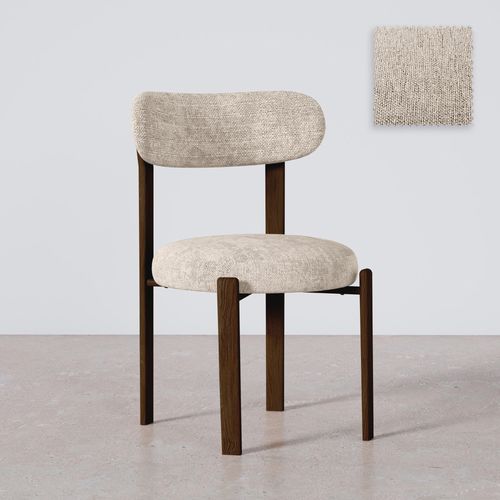 Chaise De Salle à Manger Rembourrée En Chenille – Pieds Effet Bois Foncé – Design Ergonomique