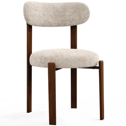 Chaise De Salle à Manger Rembourrée En Chenille – Pieds Effet Bois Foncé – Design Ergonomique