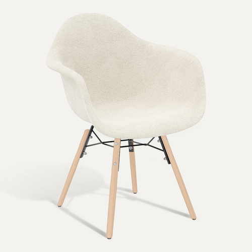 Chaise Avec Accoudoirs - Rembourrée En Bouclé - - Salle à Manger, Bureau Ou Salle D'attente - Skandi