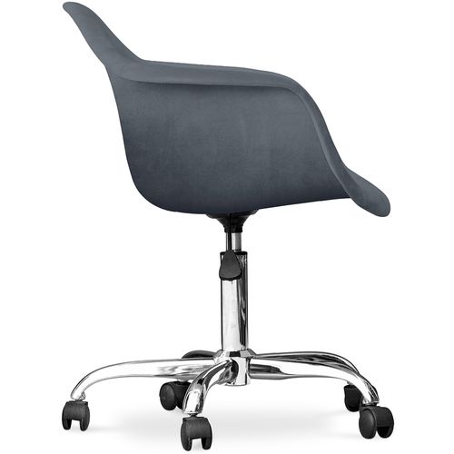 Fauteuil De Bureau Pivotant En Velours Rembourré Avec Roulettes - Loy Rouge Foncé