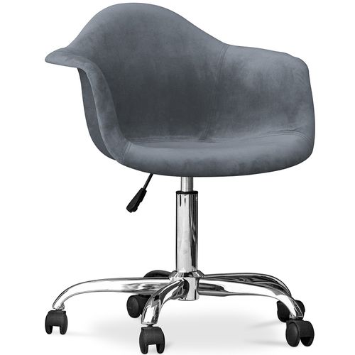 Fauteuil De Bureau Pivotant En Velours Rembourré Avec Roulettes - Loy Rouge Foncé