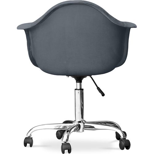 Fauteuil De Bureau Pivotant En Velours Rembourré Avec Roulettes - Loy Rouge Foncé