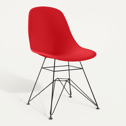 Chaise De Salle À Manger Avec Pieds En Métal – Design Moderne – Brielle Rouge