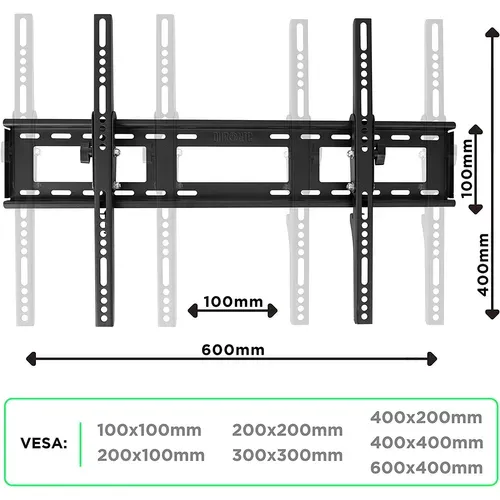 TVb123m Support Mural D'ecran Mural - Orientable - 23 À 55 Pouces - Vesa 600/400/200/100/75