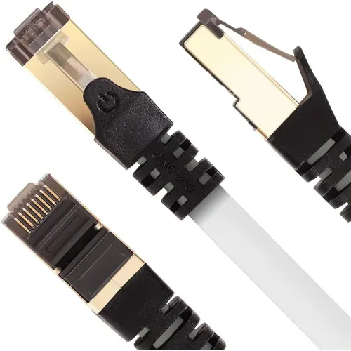 Cat8 We Câble Ethernet 15m Blanc Bande Passante 2ghz Transmission Des Données 40 Gigabits