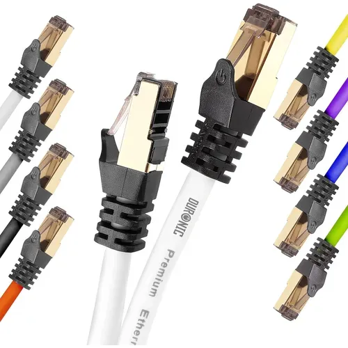 Cat8 We Câble Ethernet 15m Blanc Bande Passante 2ghz Transmission Des Données 40 Gigabits