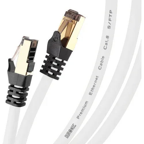 Cat8 We Câble Ethernet 15m Blanc Bande Passante 2ghz Transmission Des Données 40 Gigabits